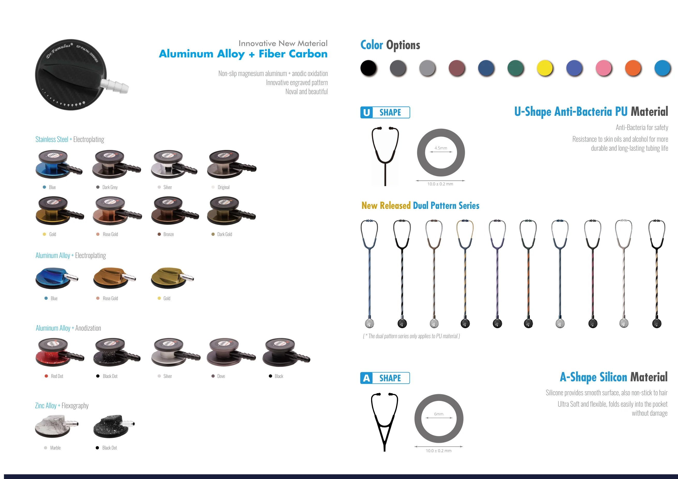 Dr. Famulus catalogue: finishes and tubing